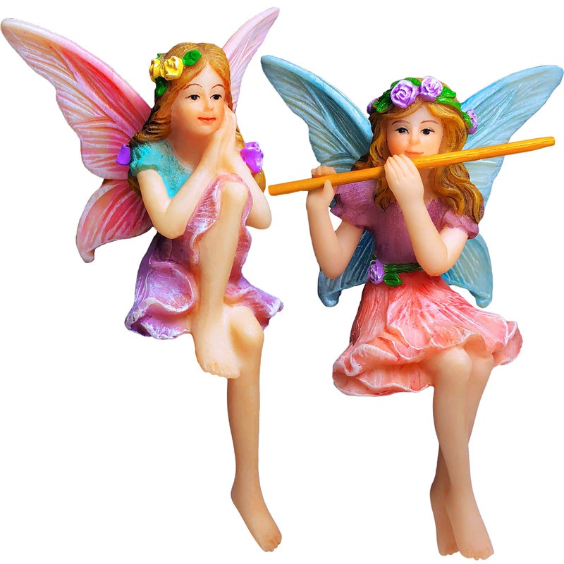 Mood Lab Fairy Garden - Miniature Fairies Figurines - Sitting Girls Set of 2 pcs - for Outdoor or House Decor Statue Kit - Image 1